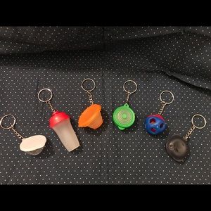 Rare Tupperware Keychains Set of 6 Rainbow Colors